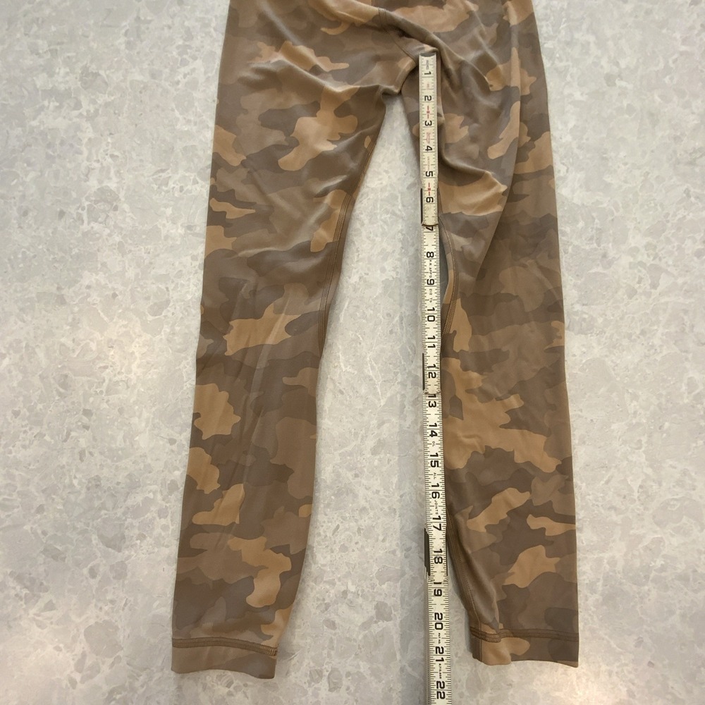 Lululemon Athletica Ankle Leggings Brown Tan Camouflage Stretch Logo Women's - Picture 5 of 7